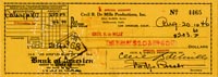 Cecil B. DeMille signed Check - SOLD